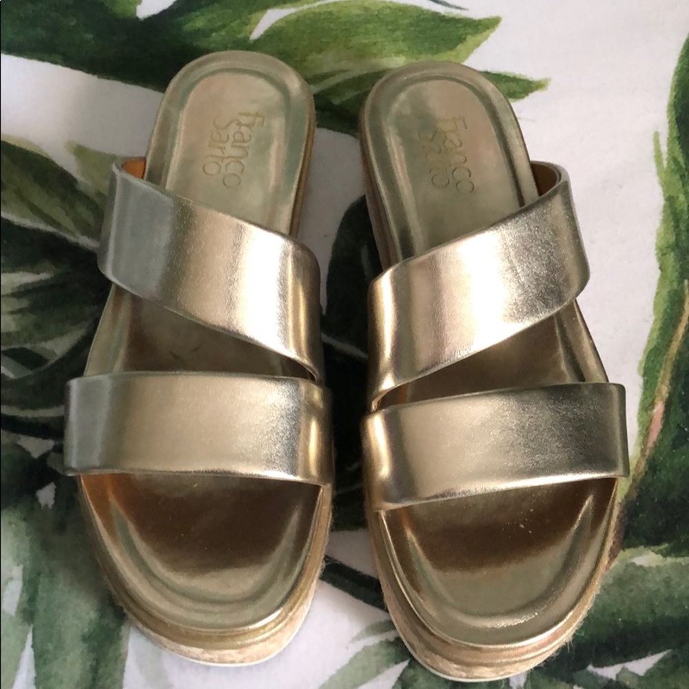 Franco Sarto Titan rose gold platform sandals